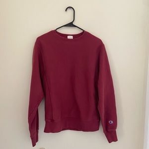 Champion reverse weave red crew neck, size Small